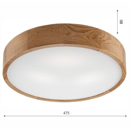 Brilagi - LED-kattovalaisin CARVALHO 3xE27/60W/230V tammi halkaisija 47,5 cm