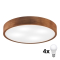 Brilagi - LED-kattovalaisin CARVALHO, 4 x E27/60W/230V, tammi-kirsikka, Ø 57,5 cm