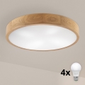 Brilagi - LED-kattovalaisin CARVALHO 4xE27/60W/230V tammi Ø 57,5 cm