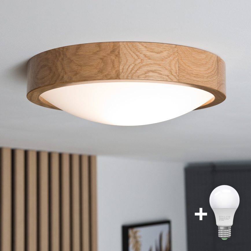 Brilagi - LED-kattovalaisin CARVALHO SLIM 1xE27/60W/230V tammi halkaisija 27 cm