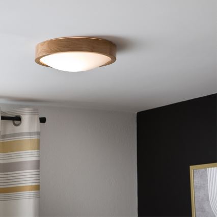 Brilagi - LED-kattovalaisin CARVALHO SLIM 1xE27/60W/230V tammi halkaisija 27 cm