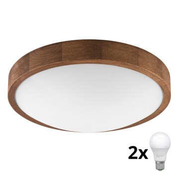 Brilagi - LED-kattovalaisin CARVALHO SLIM 2xE27/60W/230V tammi kirsikka halkaisija 37 cm