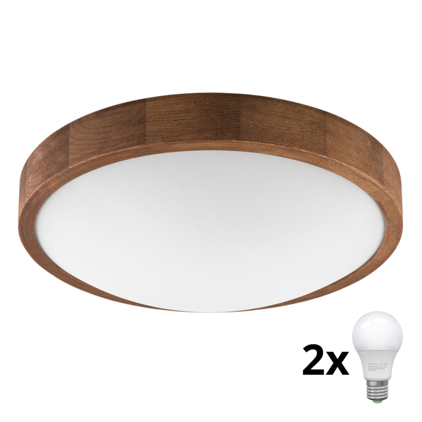 Brilagi - LED-kattovalaisin CARVALHO SLIM 2xE27/60W/230V tammi kirsikka halkaisija 37 cm