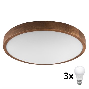 Brilagi - LED-kattovalaisin CARVALHO SLIM 3xE27/60W/230V tammi kirsikka halkaisija 47 cm