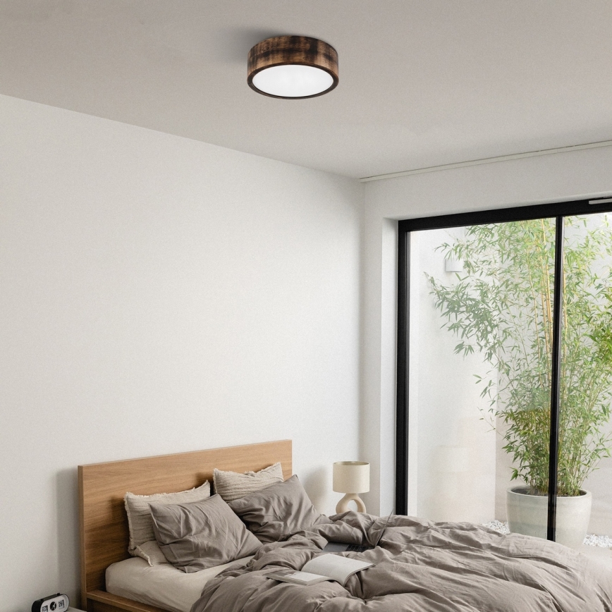 Brilagi - LED-kattovalaisin CARVALHO SMOKEY LED/20W/230V, tammi, halkaisija 27,5 cm