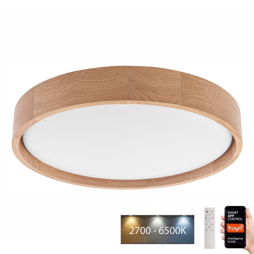 Brilagi - LED-kattovalaisin MANAROLA SMART LED/24W/230V 2700-6500K tammi halkaisija 41 cm Wi-Fi + kauko-ohjaus Tuya