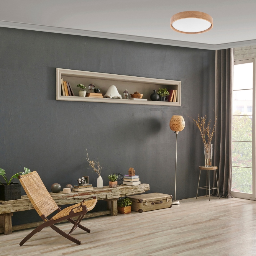 Brilagi - LED-kattovalaisin MANAROLA SMART LED/24W/230V 2700-6500K tammi halkaisija 41 cm Wi-Fi + kauko-ohjaus Tuya