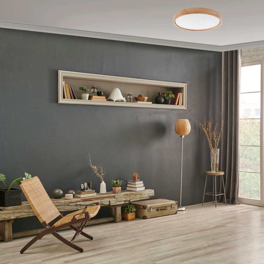 Brilagi - LED-kattovalaisin MANAROLA SMART LED/36W/230V 2700-6500K tammi halkaisija 51 cm Wi-Fi + kauko-ohjaus Tuya