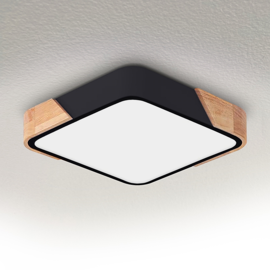 Brilagi - LED-kattovalaisin PILANA LED/24W/230V tammi/musta 32x32 cm