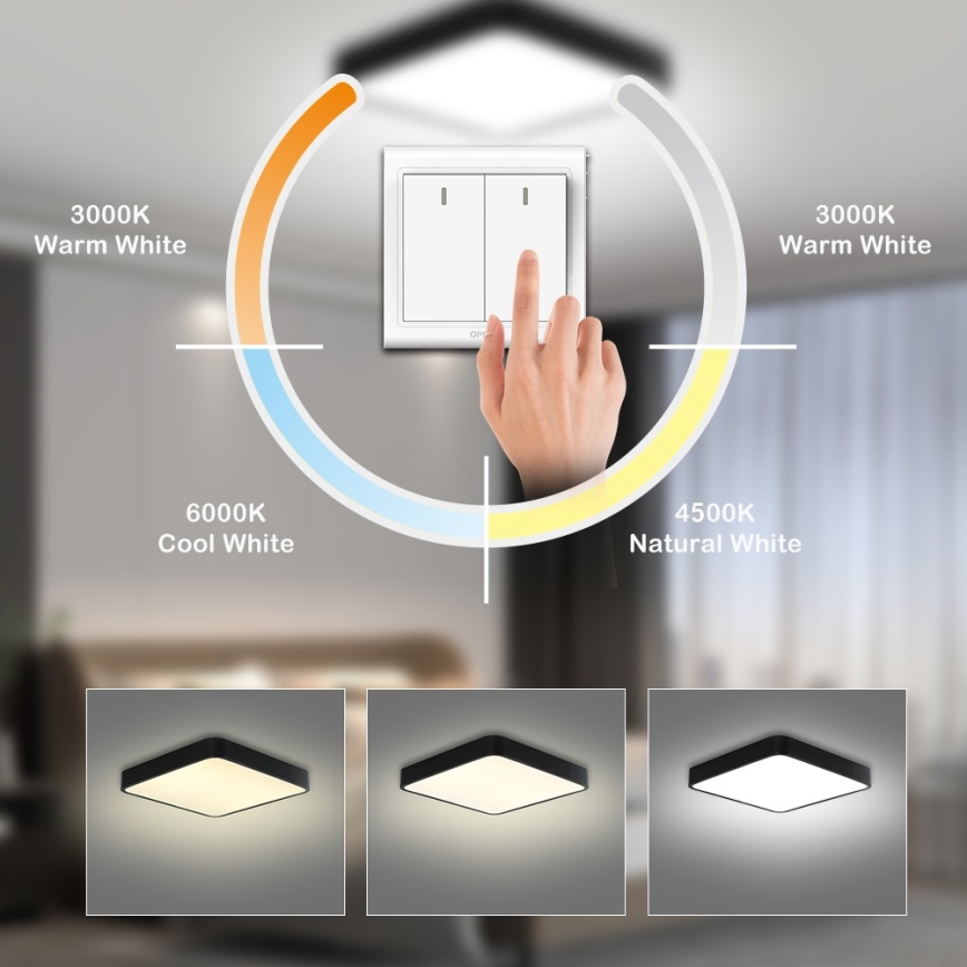 Brilagi - LED-kattovalaisin POOL SQUARE LED/36W/230V 3000/4500/6000K 40x40 cm musta