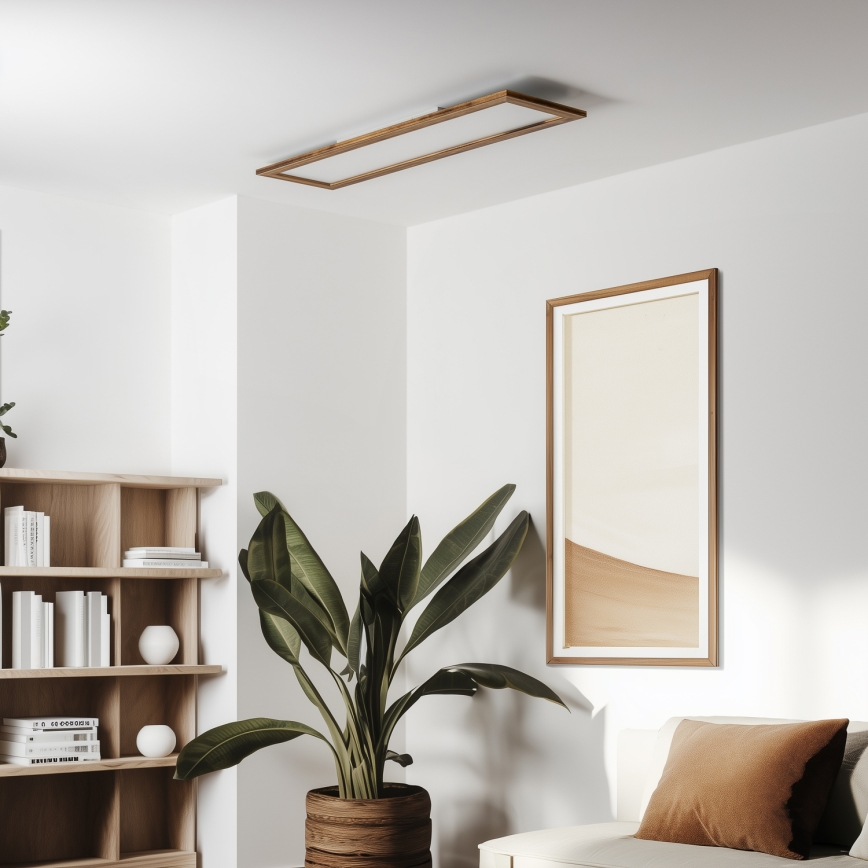 Brilagi - LED-kattovalaisin SLIMFRAME WOOD LED/58W/230V 124x34 cm ruskea