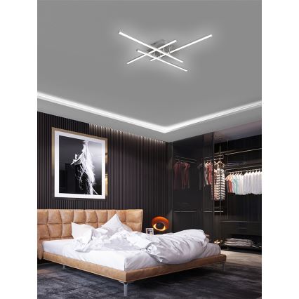 Brilagi - LED-kattovalaisin STRIPES LED/37W/230V hopea
