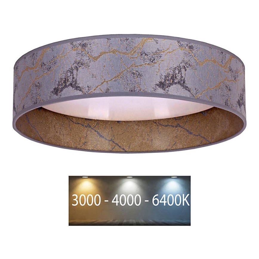 Brilagi - LED Kattovalaisin VELVET LED/12W/230V d. 30 cm 3000K/4000K/6400K harmaa/kulta
