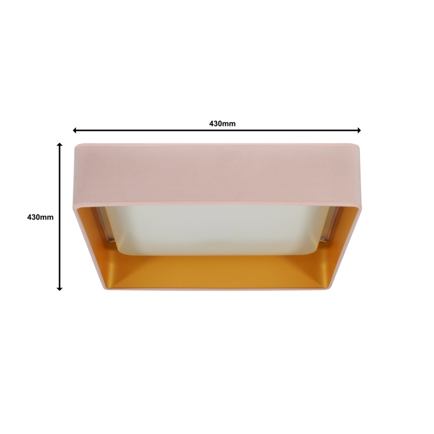 Brilagi - LED-kattovalaisin VELVET SQUARE LED/24W/230V vaaleanpunainen