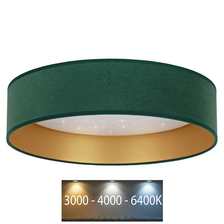 Brilagi - LED Kattovalaisin VELVET STAR LED/24W/230V d. 40 cm 3000K/4000K/6400K vihreä/kulta