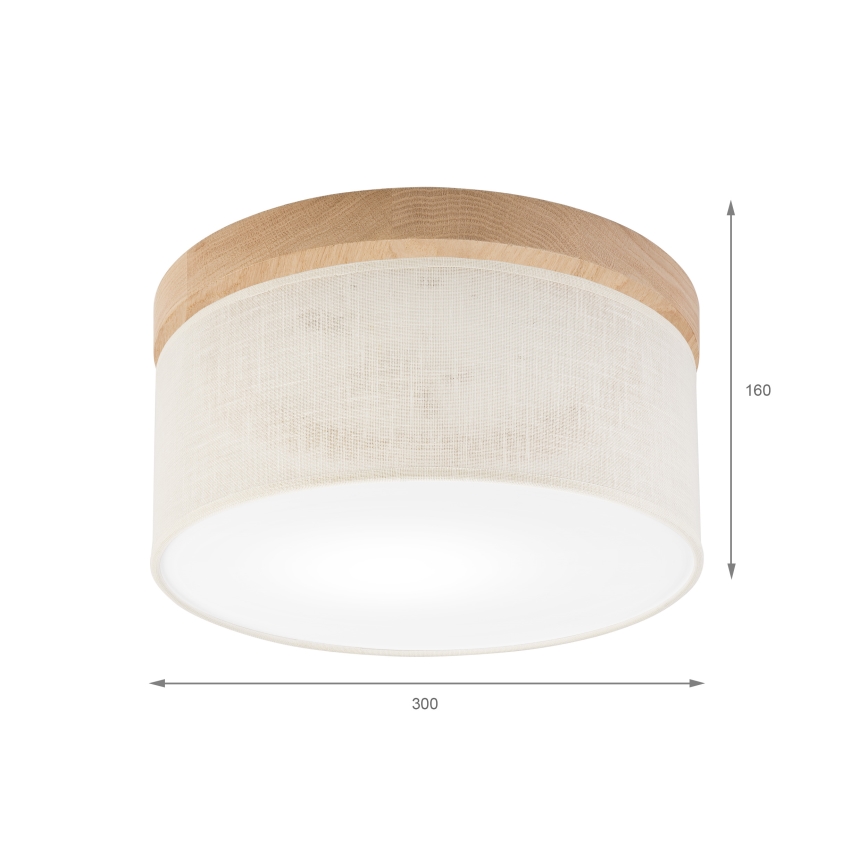 Brilagi - LED Kattovalo BELLADONNA 1xE27/15W/230V halkaisija 30 cm kerma/tammi
