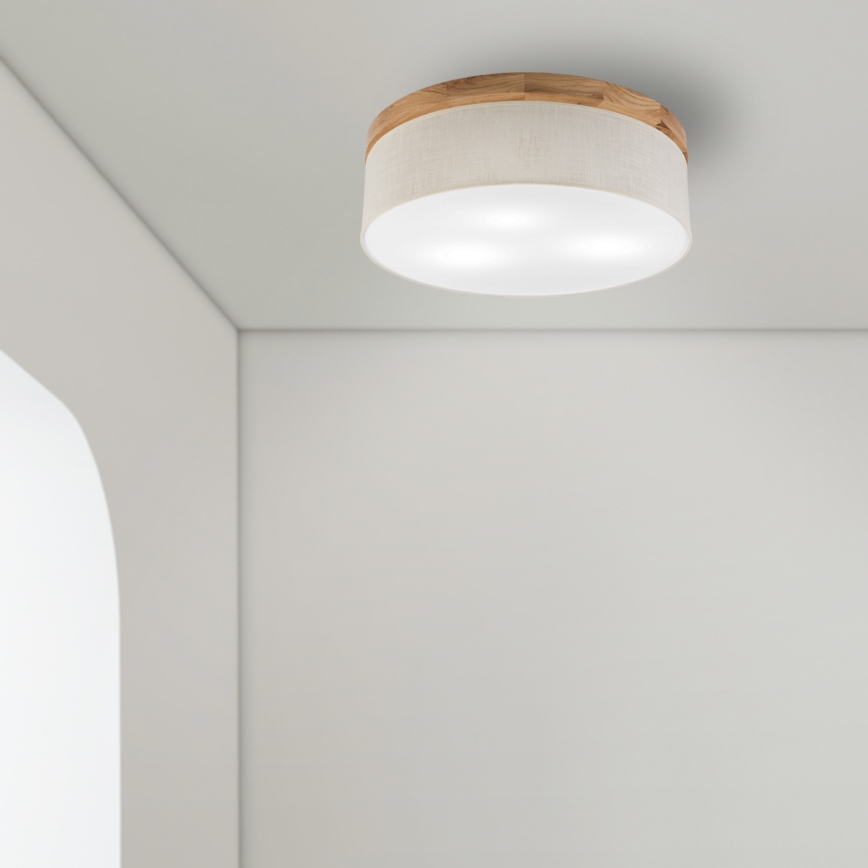 Brilagi - LED Kattovalo BELLADONNA 3xE27/15W/230V halkaisija 50 cm kerma/tammi