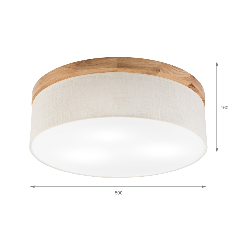 Brilagi - LED Kattovalo BELLADONNA 3xE27/15W/230V halkaisija 50 cm kerma/tammi
