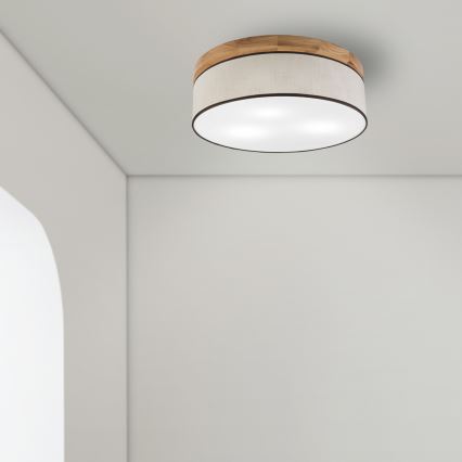 Brilagi - LED Kattovalo BELLADONNA 3xE27/15W/230V halkaisija 50 cm kerma/tammi