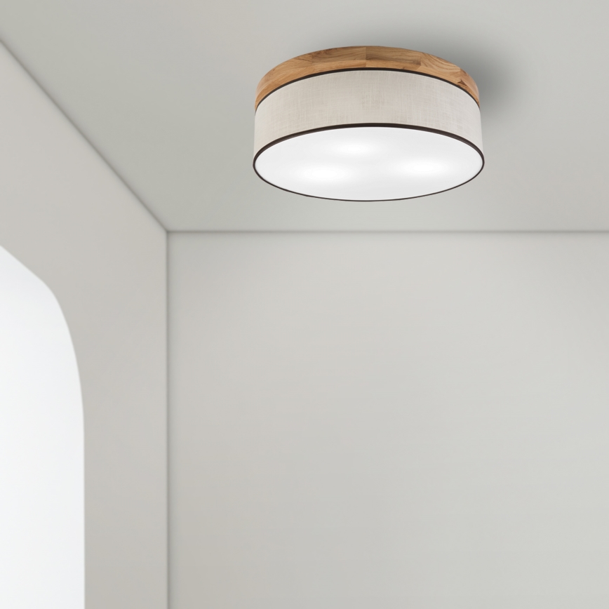 Brilagi - LED Kattovalo BELLADONNA 3xE27/15W/230V halkaisija 50 cm kerma/tammi
