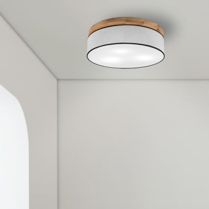 Brilagi - LED Kattovalo BELLADONNA 3xE27/15W/230V halkaisija 50 cm valkoinen/tammi