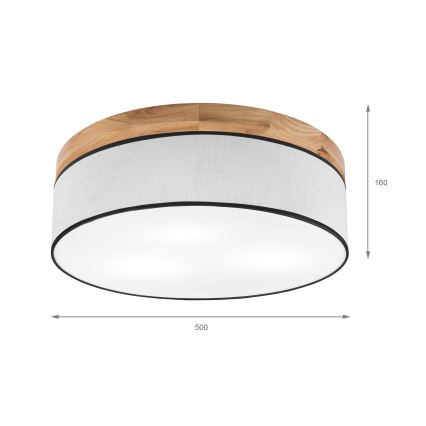 Brilagi - LED Kattovalo BELLADONNA 3xE27/15W/230V halkaisija 50 cm valkoinen/tammi