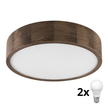 Brilagi - LED Kattovalo CARVALHO 2xE27/60W/230V tammi halkaisija 37 cm