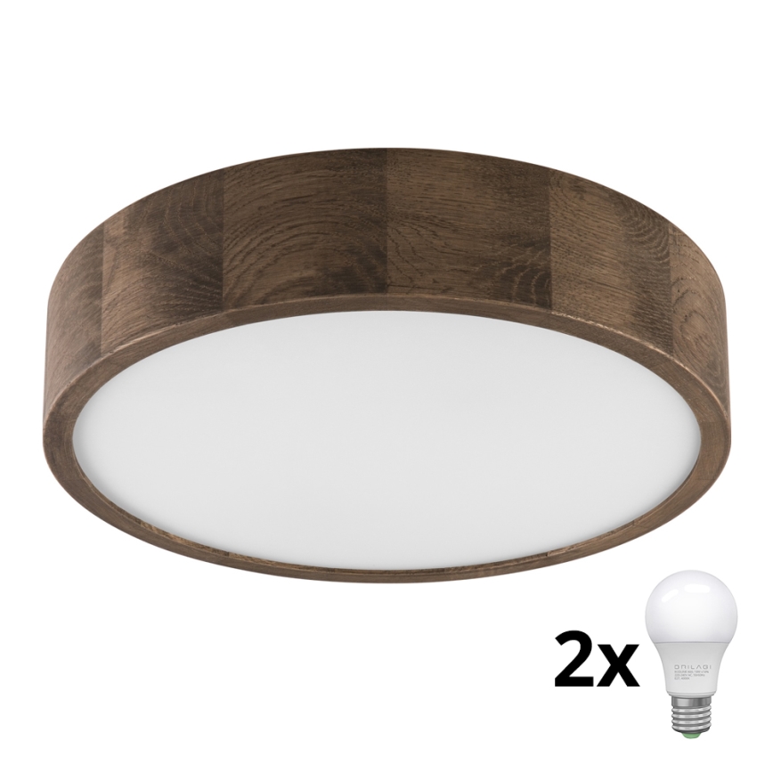 Brilagi - LED Kattovalo CARVALHO 2xE27/60W/230V tammi halkaisija 37 cm