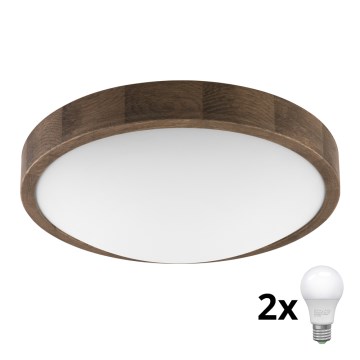 Brilagi - LED Kattovalo CARVALHO SLIM 2xE27/60W/230V tammi halkaisija 37 cm