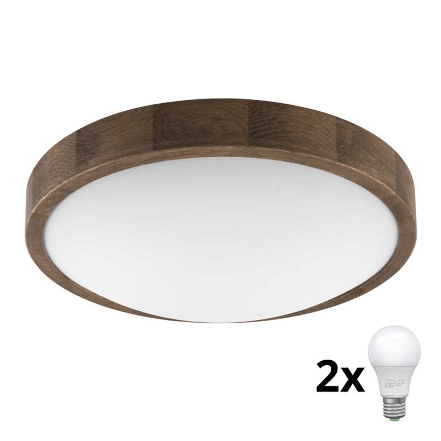 Brilagi - LED Kattovalo CARVALHO SLIM 2xE27/60W/230V tammi halkaisija 37 cm