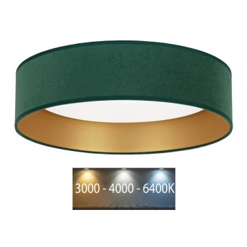 Brilagi - LED-kattovalo VELVET LED/24W/230V d. 40 cm 3000/4000/6400K vihreä/kulta