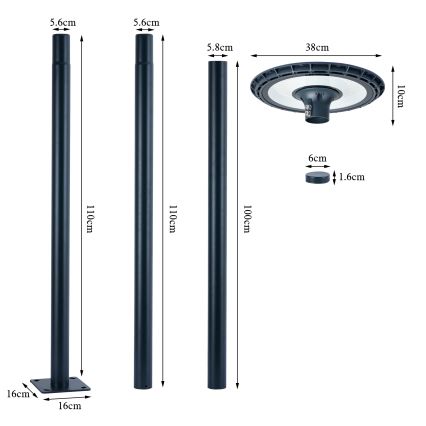 Brilagi - LED-katuvalo URBANSPARK LED/120W/230V antrasiitti IP65