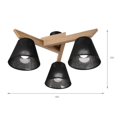 Brilagi - LED  Kiinteä kattokruunu ANTHONY 3xE14/40W/230V tammi/musta