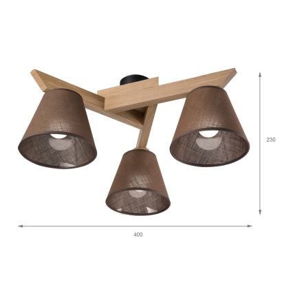 Brilagi - LED  Kiinteä kattokruunu ANTHONY 3xE14/40W/230V tammi/ruskea