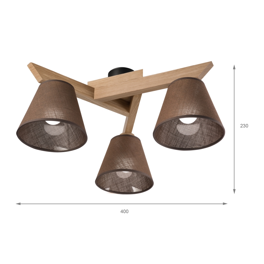 Brilagi - LED  Kiinteä kattokruunu ANTHONY 3xE14/40W/230V tammi/ruskea