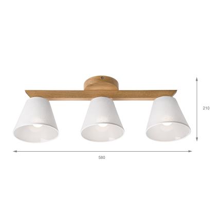Brilagi - LED  Kiinteä kattokruunu ANTHONY 3xE14/40W/230V tammi/valkoinen
