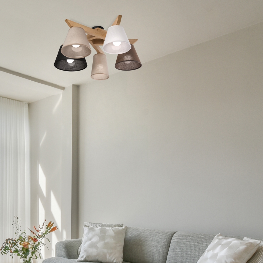 Brilagi - LED  Kiinteä kattokruunu ANTHONY 5xE14/40W/230V tammi