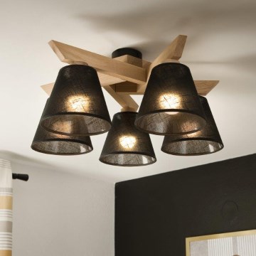 Brilagi - LED  Kiinteä kattokruunu ANTHONY 5xE14/40W/230V tammi/musta
