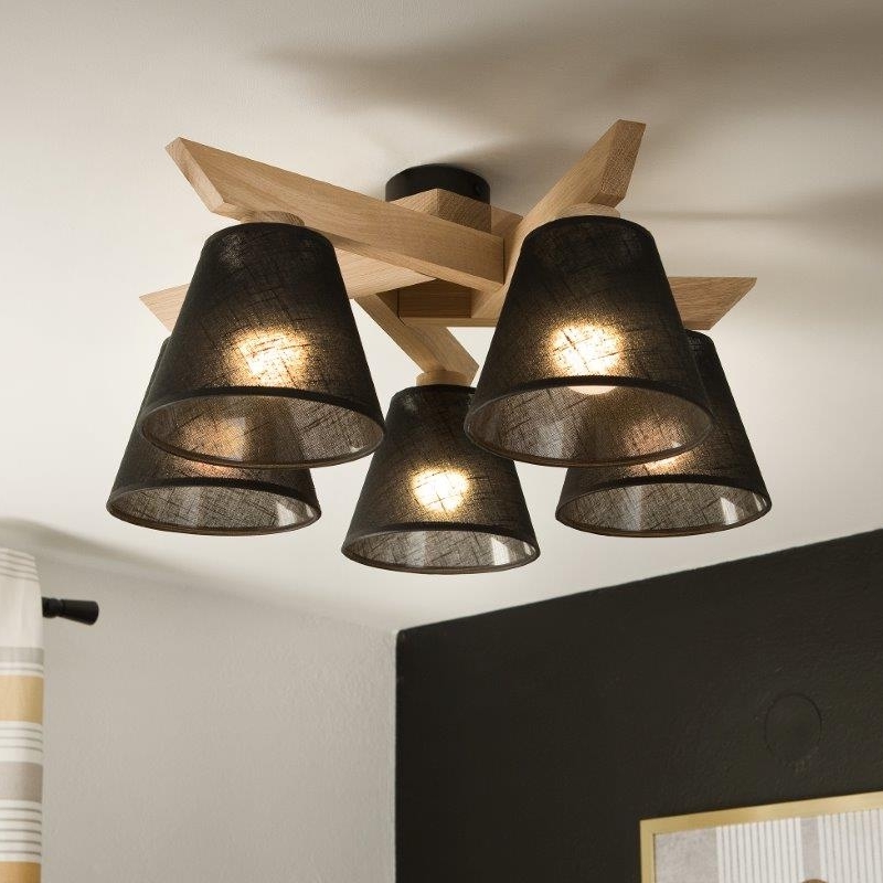 Brilagi - LED  Kiinteä kattokruunu ANTHONY 5xE14/40W/230V tammi/musta