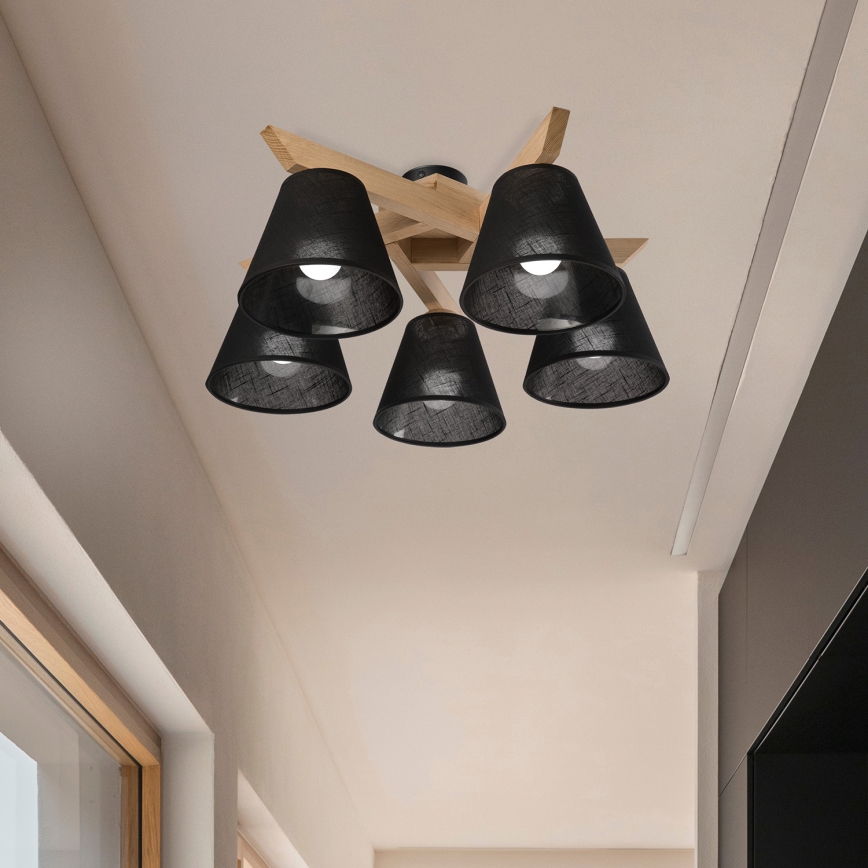 Brilagi - LED  Kiinteä kattokruunu ANTHONY 5xE14/40W/230V tammi/musta