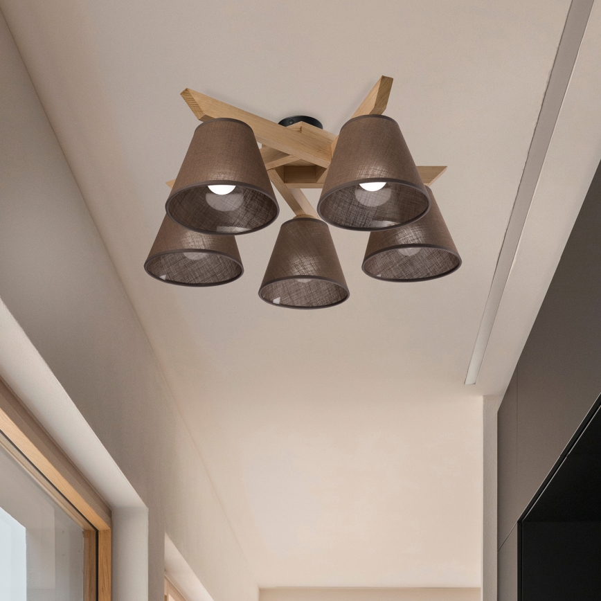 Brilagi - LED  Kiinteä kattokruunu ANTHONY 5xE14/40W/230V tammi/ruskea