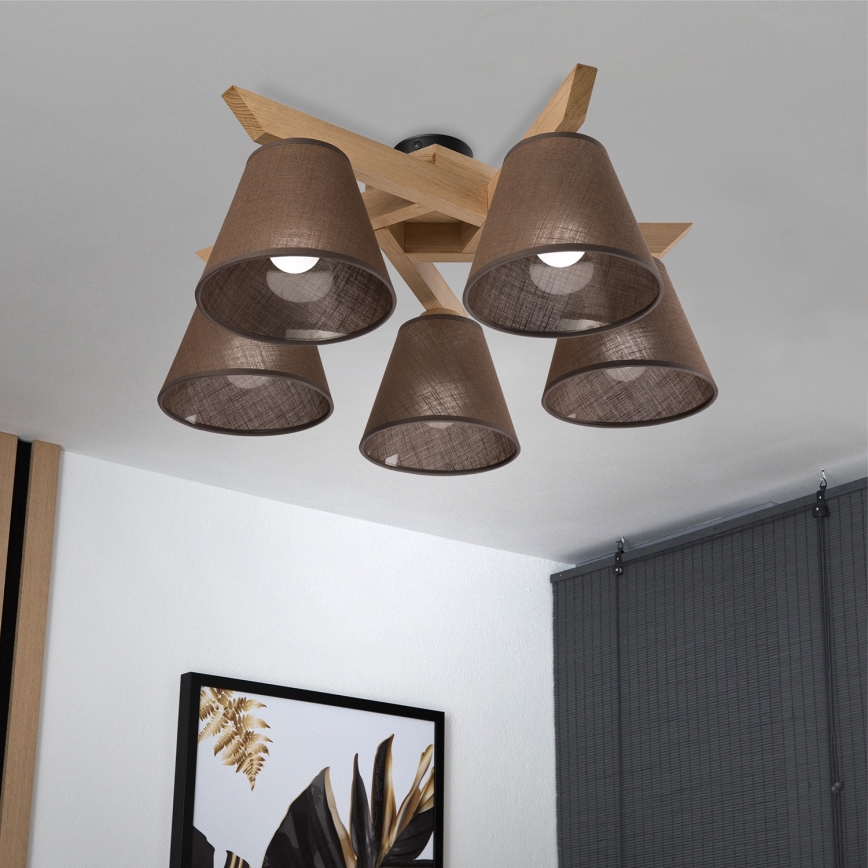 Brilagi - LED  Kiinteä kattokruunu ANTHONY 5xE14/40W/230V tammi/ruskea