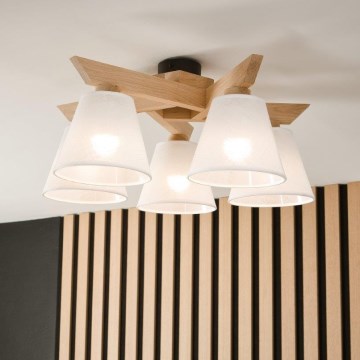 Brilagi - LED  Kiinteä kattokruunu ANTHONY 5xE14/40W/230V tammi/valkoinen