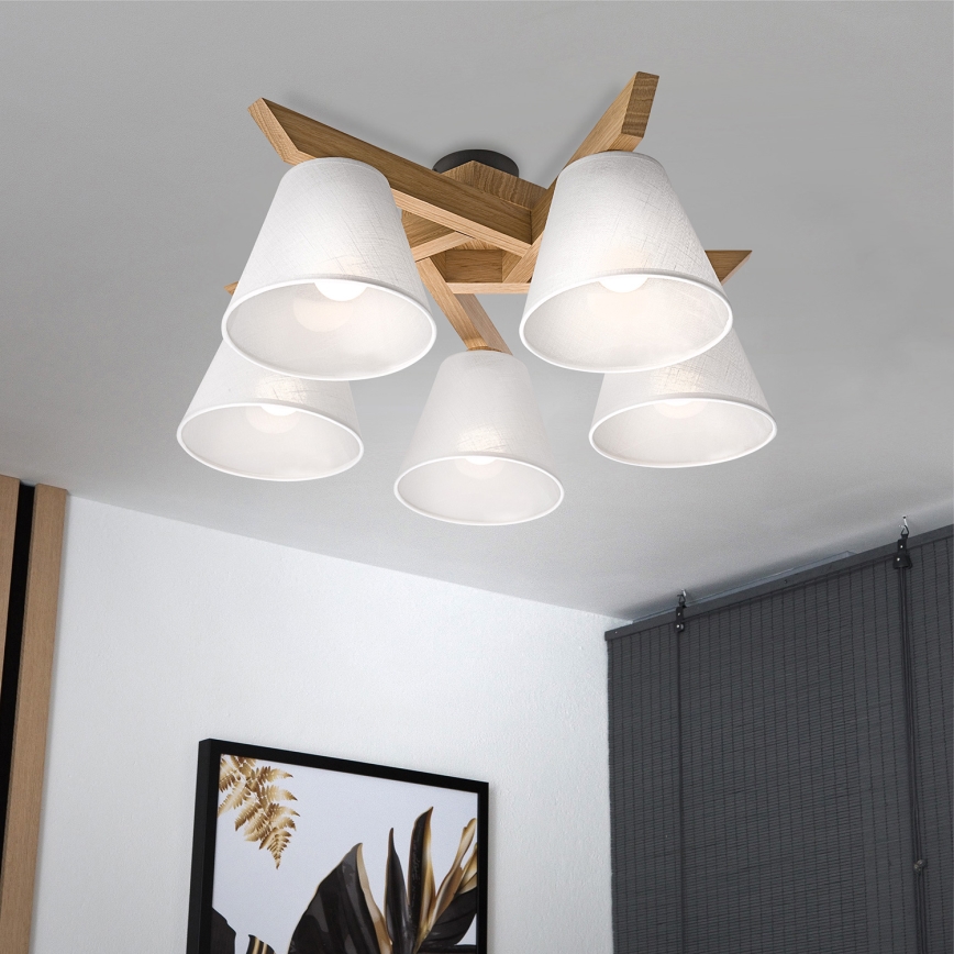 Brilagi - LED  Kiinteä kattokruunu ANTHONY 5xE14/40W/230V tammi/valkoinen