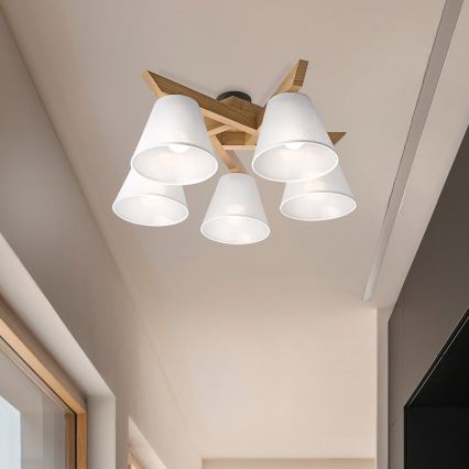 Brilagi - LED  Kiinteä kattokruunu ANTHONY 5xE14/40W/230V tammi/valkoinen