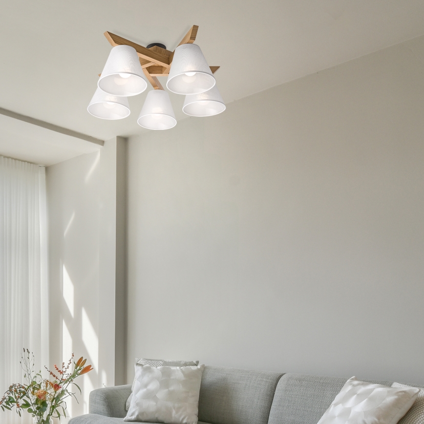 Brilagi - LED  Kiinteä kattokruunu ANTHONY 5xE14/40W/230V tammi/valkoinen