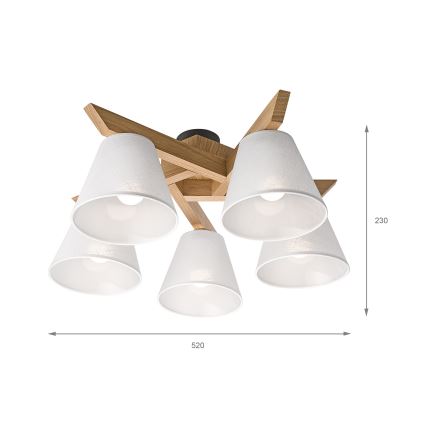 Brilagi - LED  Kiinteä kattokruunu ANTHONY 5xE14/40W/230V tammi/valkoinen