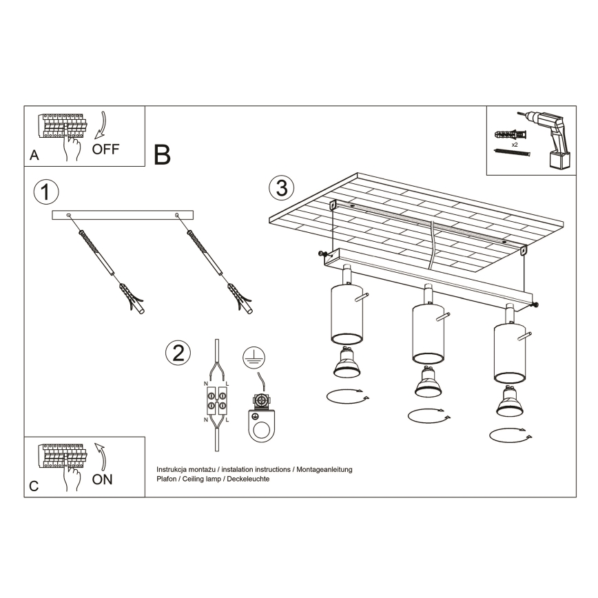 Brilagi -  LED-kohdevalaisin ASMUS 3xGU10/7W/230V musta