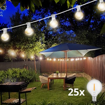 Brilagi - LED koristeketju ulkokäyttöön SEPPELE 25xE12 20m valkoinen IP44 lämpimänvalkoinen