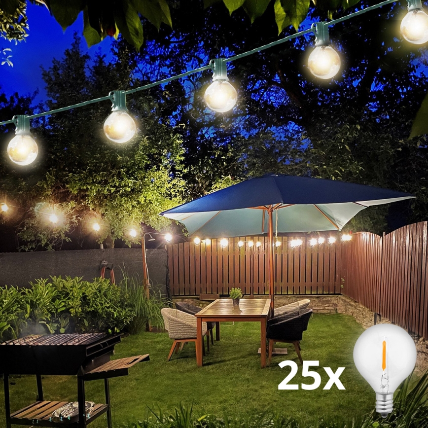 Brilagi - LED koristeketju ulkokäyttöön SEPPELE 25xE12 20m vihreä IP44 lämpimänvalkoinen